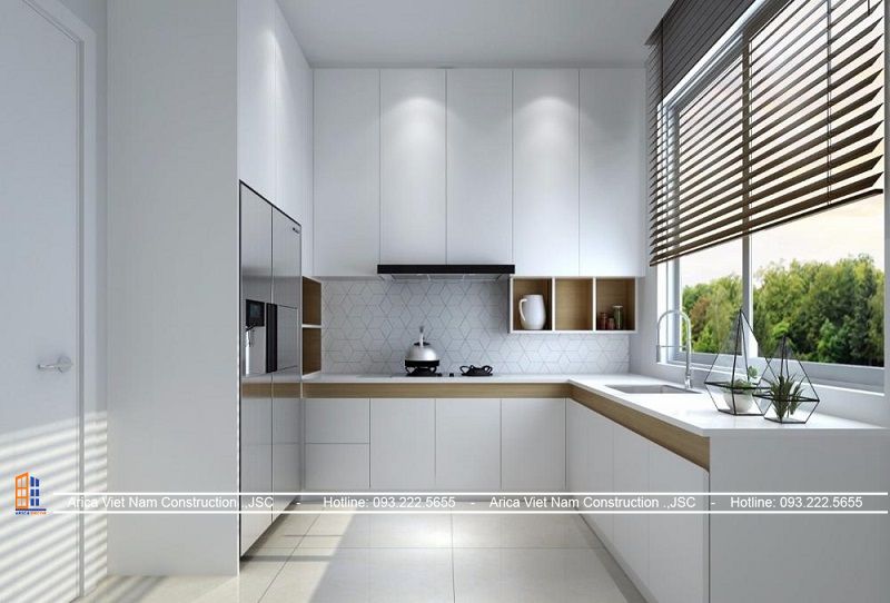 Thiết kế phòng bếp chung cư với gam màu chủ đạo phù hợp