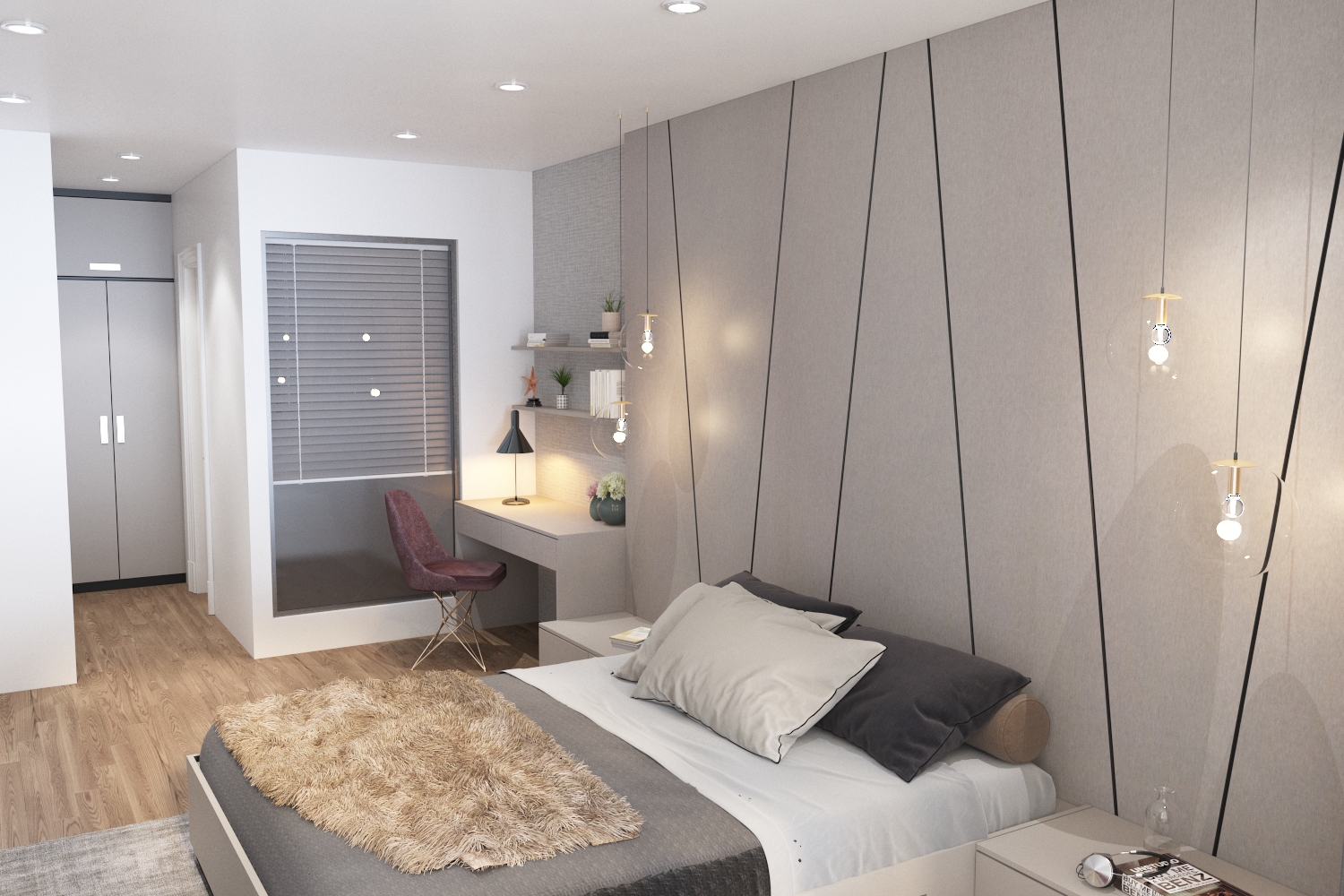 Mẫu thiết kế nội thất căn hộ chung cư 45m2 một phòng ngủ