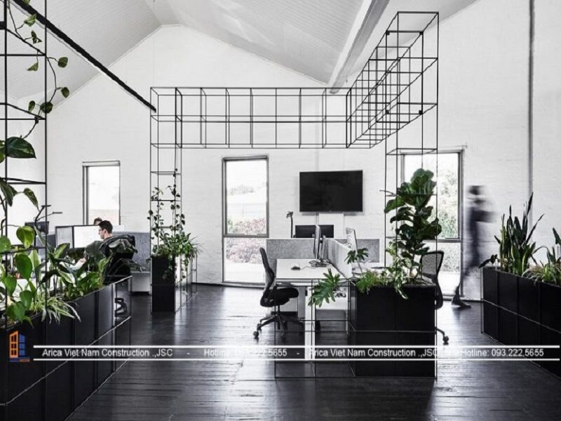 Thiết kế nội thất văn phòng tại Tây Hồ với gam màu trắng – đen độc đáo