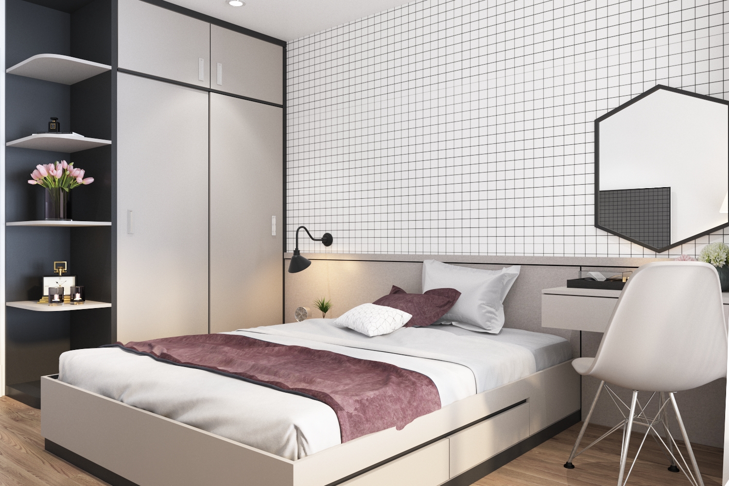 Mẫu thiết kế phòng ngủ cho chung cư 40m2