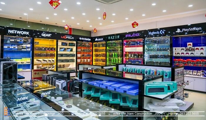 Bố trí thêm cây xanh thiết kế showroom máy tính