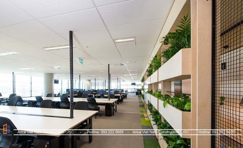 Bố trí cây xanh trong văn phòng giúp không khí trong lành